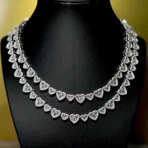 Silver Heart Shaped Necklace 16 Inch